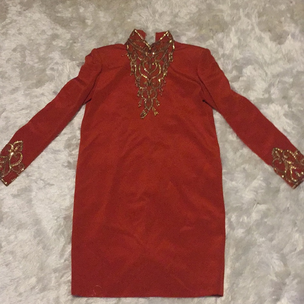Vintage Oleg Cassini burnt orange colored dress